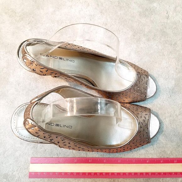 Bandolino Womens Jacque Size 8.5 Rose Gold Slip On Peep Toe Slingback Heels - Picture 7 of 10